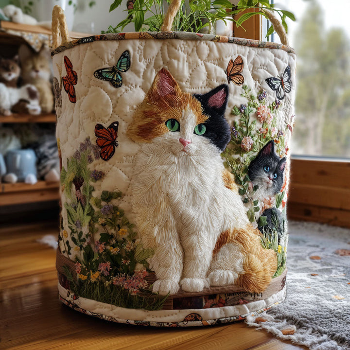 Quilted laundry basket with floral pattern by Louise London