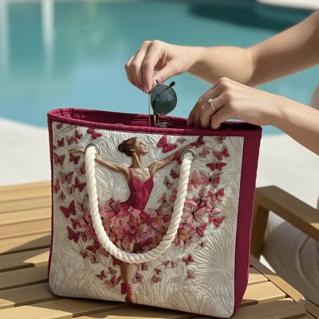 Graceful Ballerina Large Quilted Beach & Travel Bag