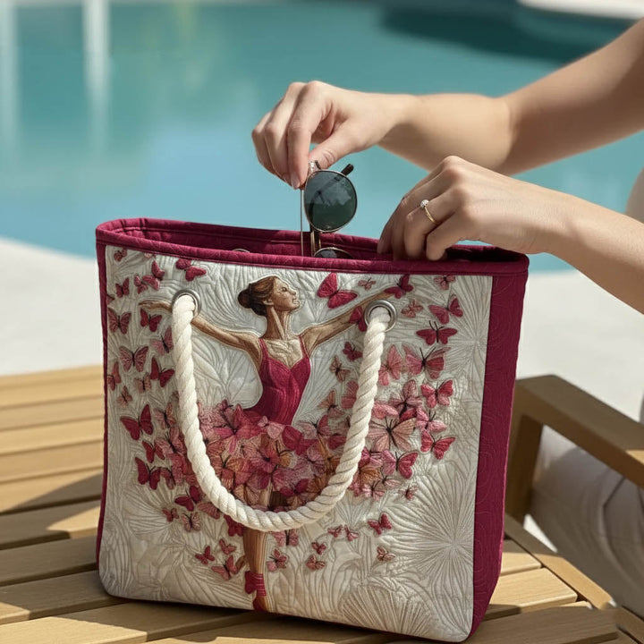 Graceful Ballerina Large Quilted Beach & Travel Bag