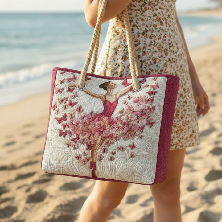 Graceful Ballerina Large Quilted Beach & Travel Bag