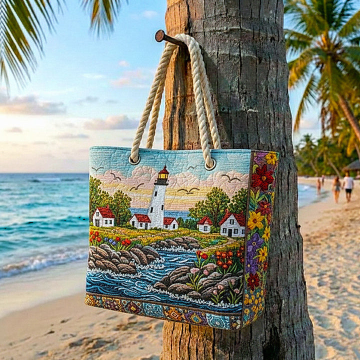 Coastal Lighthouse Large Quilted Beach & Travel Bag
