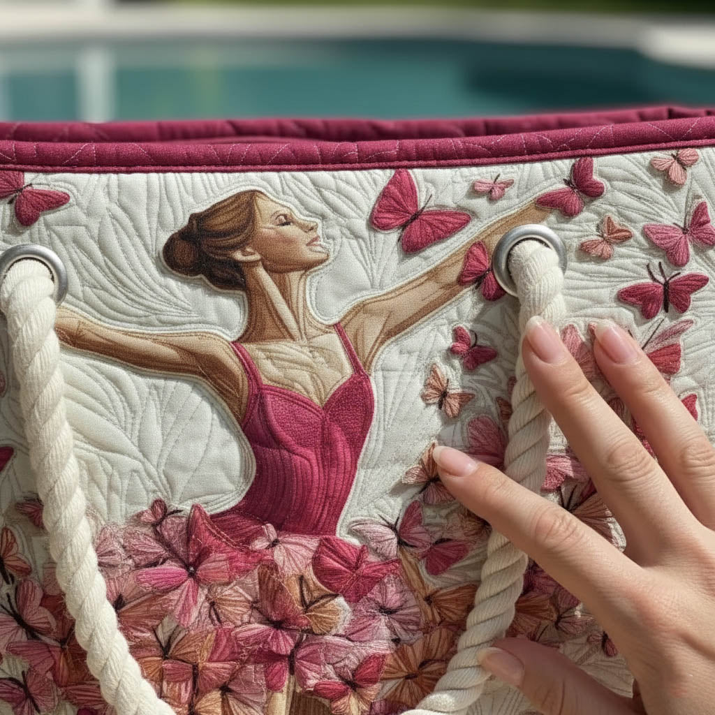 Graceful Ballerina Large Quilted Beach & Travel Bag
