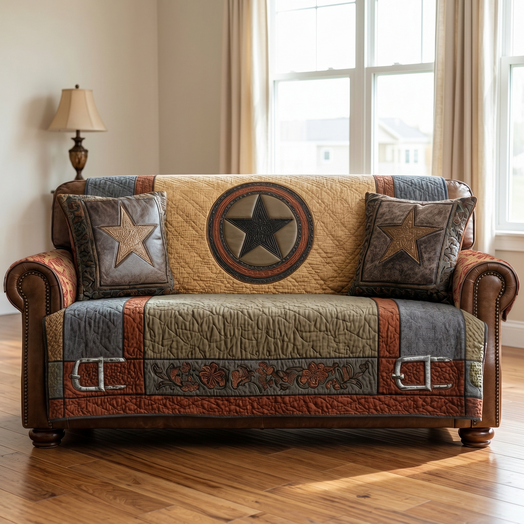Quilted sofa cover with Texas star – Louise London