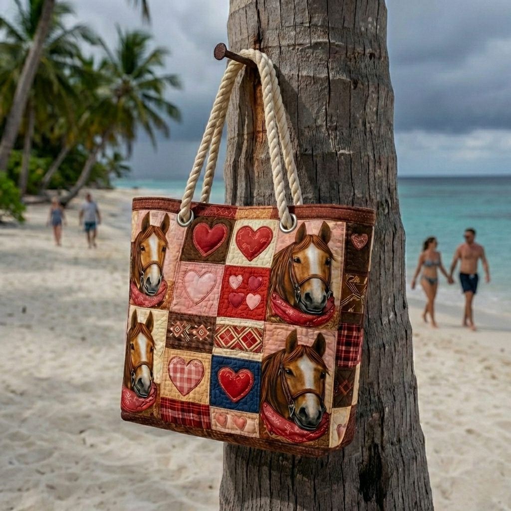 Prairie Horse Quilted Beach Bag – Large Summer Tote