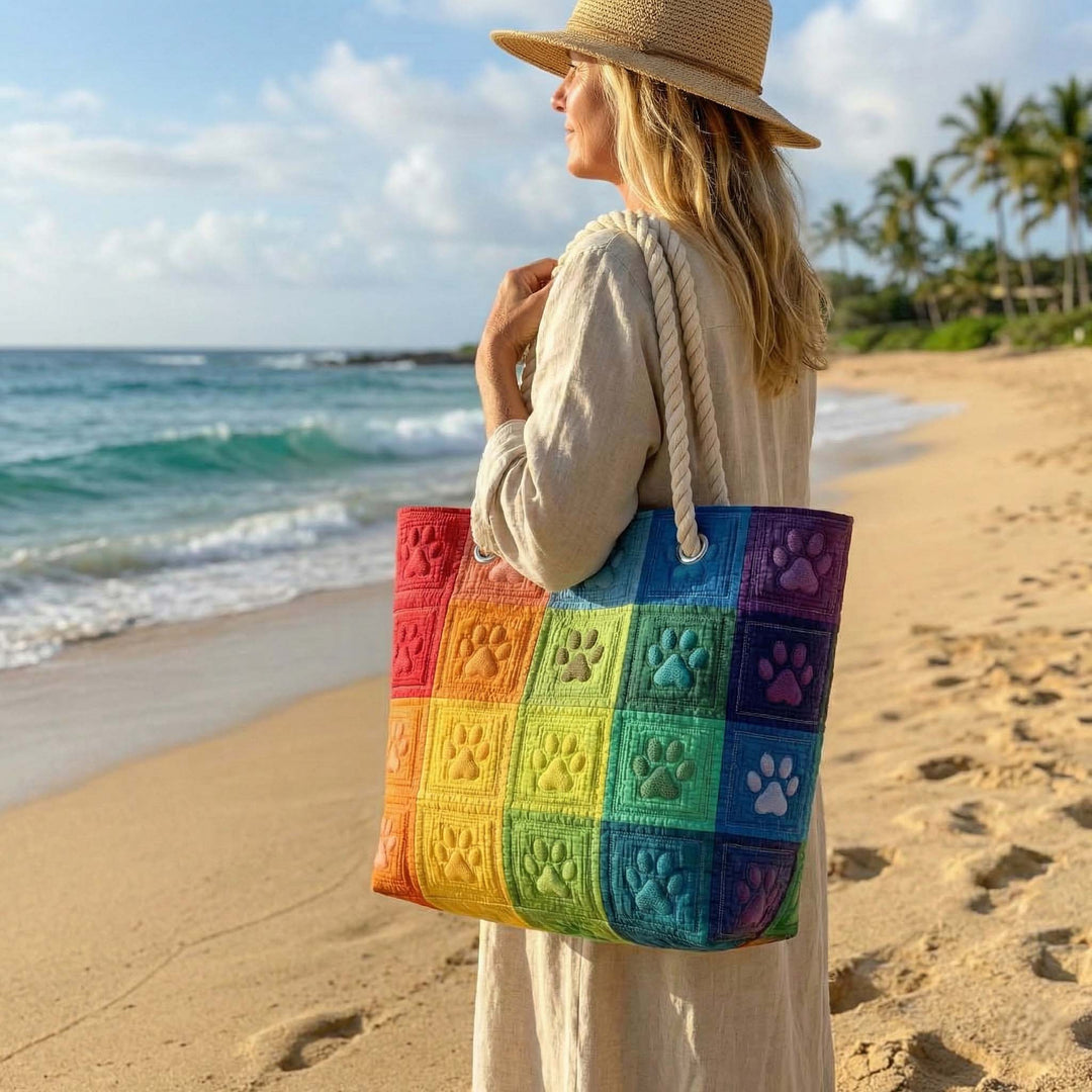 Animal Design Quilted Beach Tote – Patchwork Paw Prints