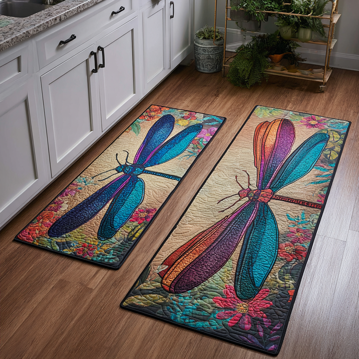 Non-slip kitchen rug with dragonfly by Louise London