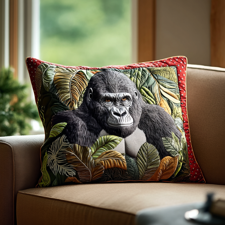 Quilted pillow cover with cute gorilla NCU0DK4087