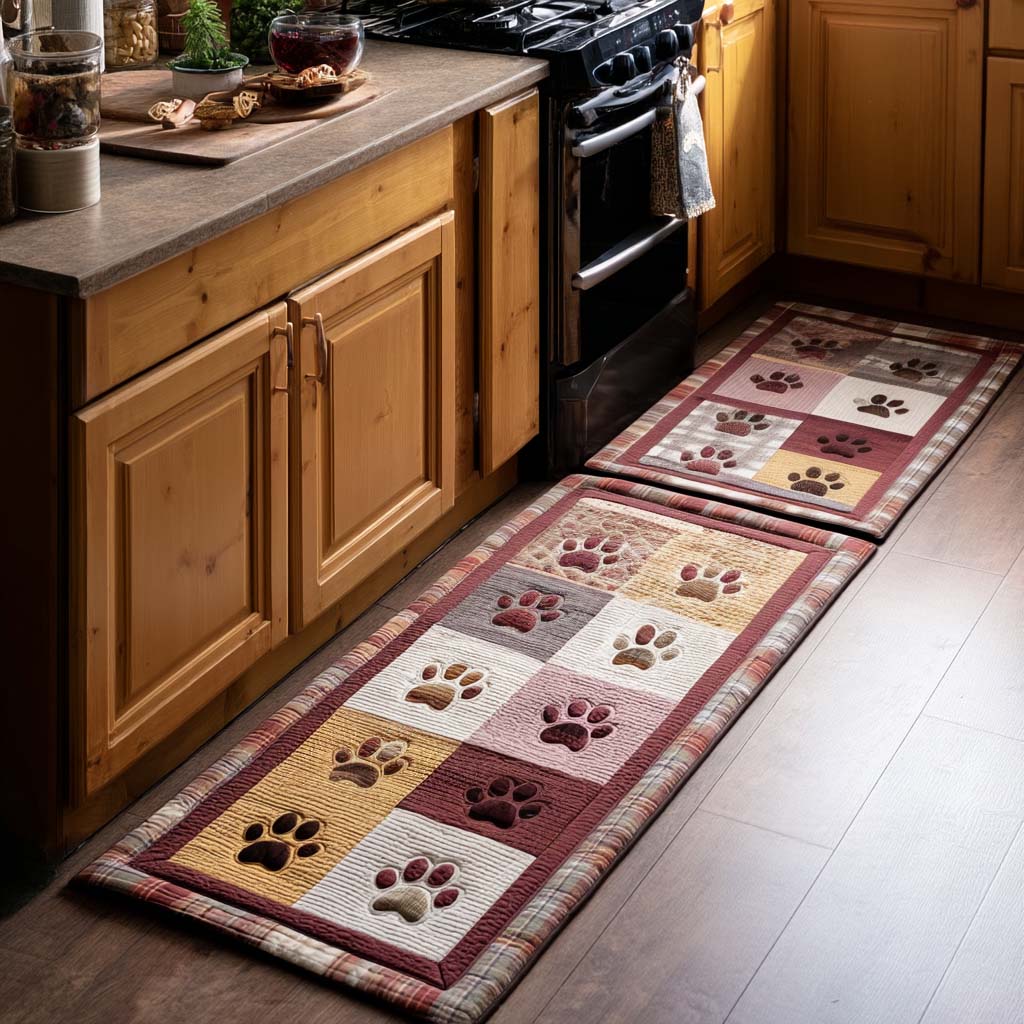 Non-slip kitchen rug with paw prints NCU0NT11385