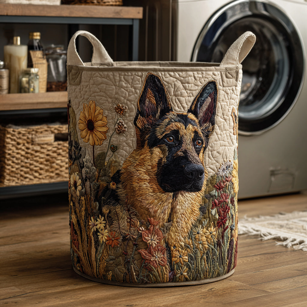 Quilted Laundry Basket with German Shepherd by Louise London