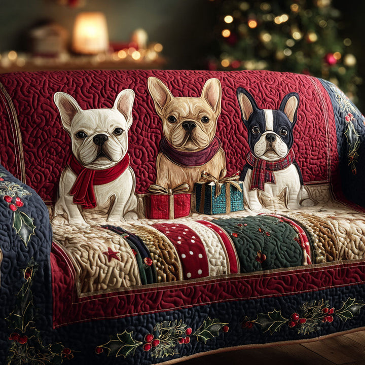 Quilted Sofa Cover with French Bulldogs – Louise London
