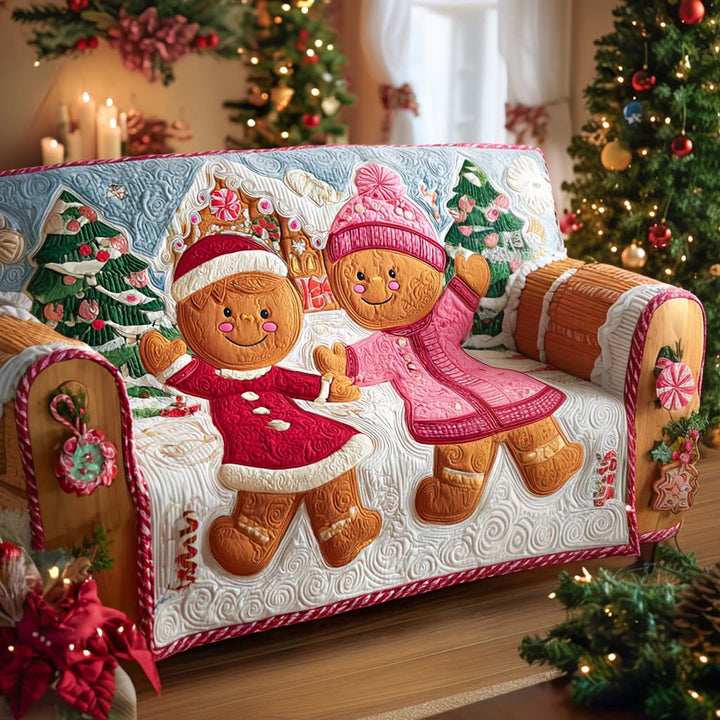 Quilted sofa cover with Christmas pattern