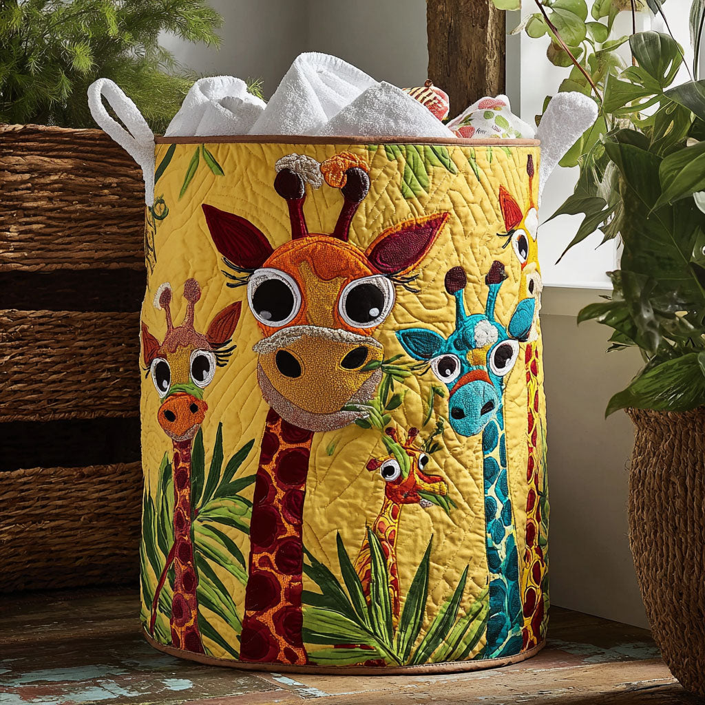Quilted laundry basket with cute giraffe by Louise London