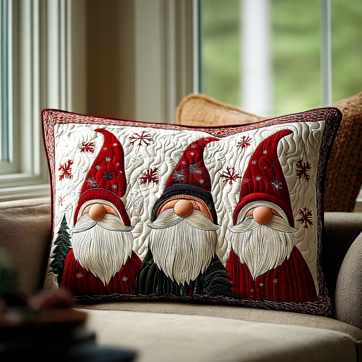 Quilted Pillow Cover with Cheerful Gnome NCU0DK10367