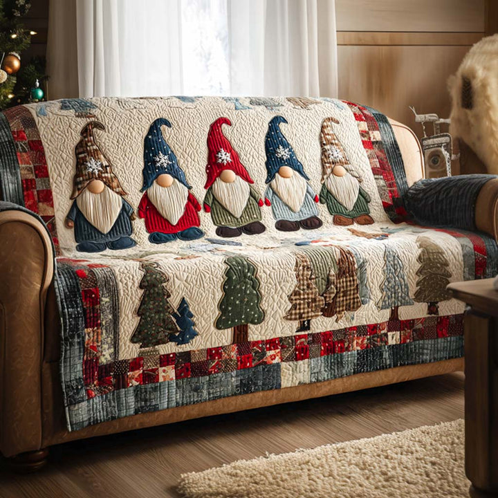 Quilted sofa cover with Christmas pattern