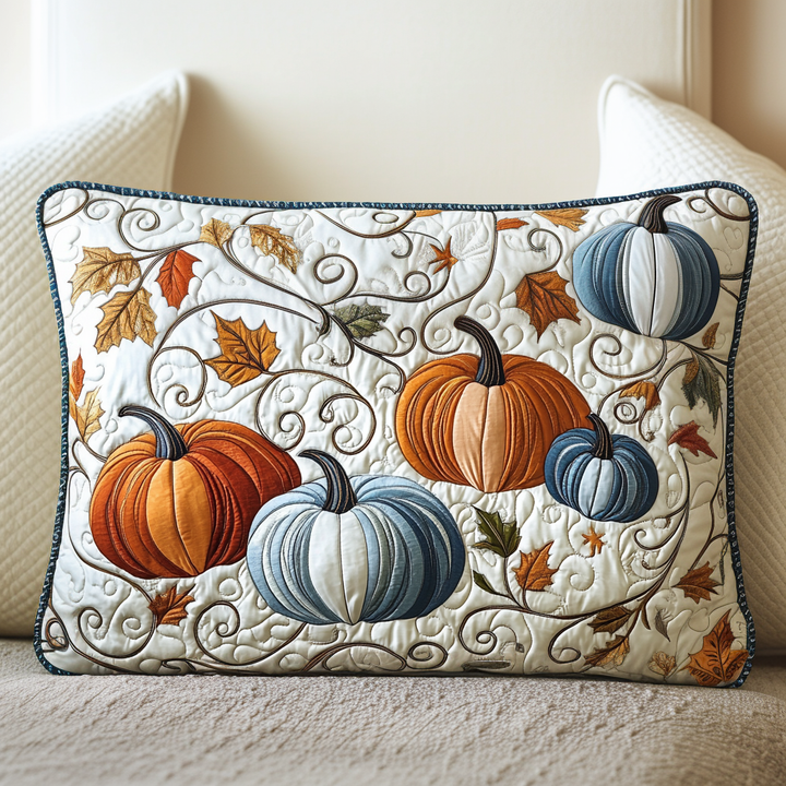 Quilted cushion cover with golden pumpkins NCU0NT8857