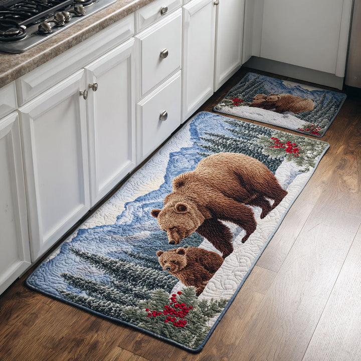 Non-slip kitchen rug with golden bear by Louise London