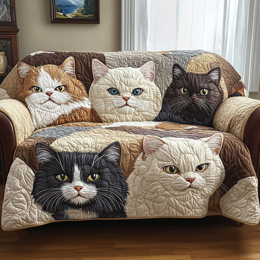 Quilted Sofa Cover with Golden Cat – Louise London