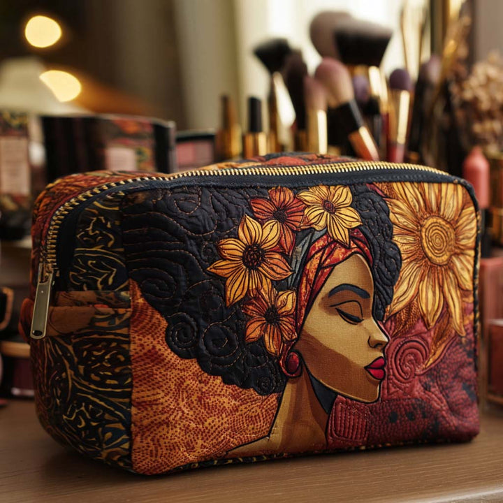Golden Crown quilted makeup bag – Louise London