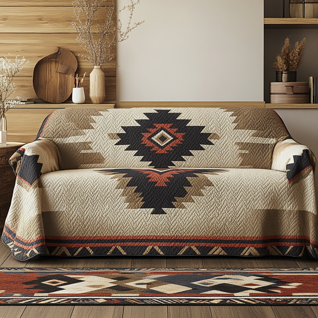 Quilted Sofa Cover with Golden Eco – Louise London