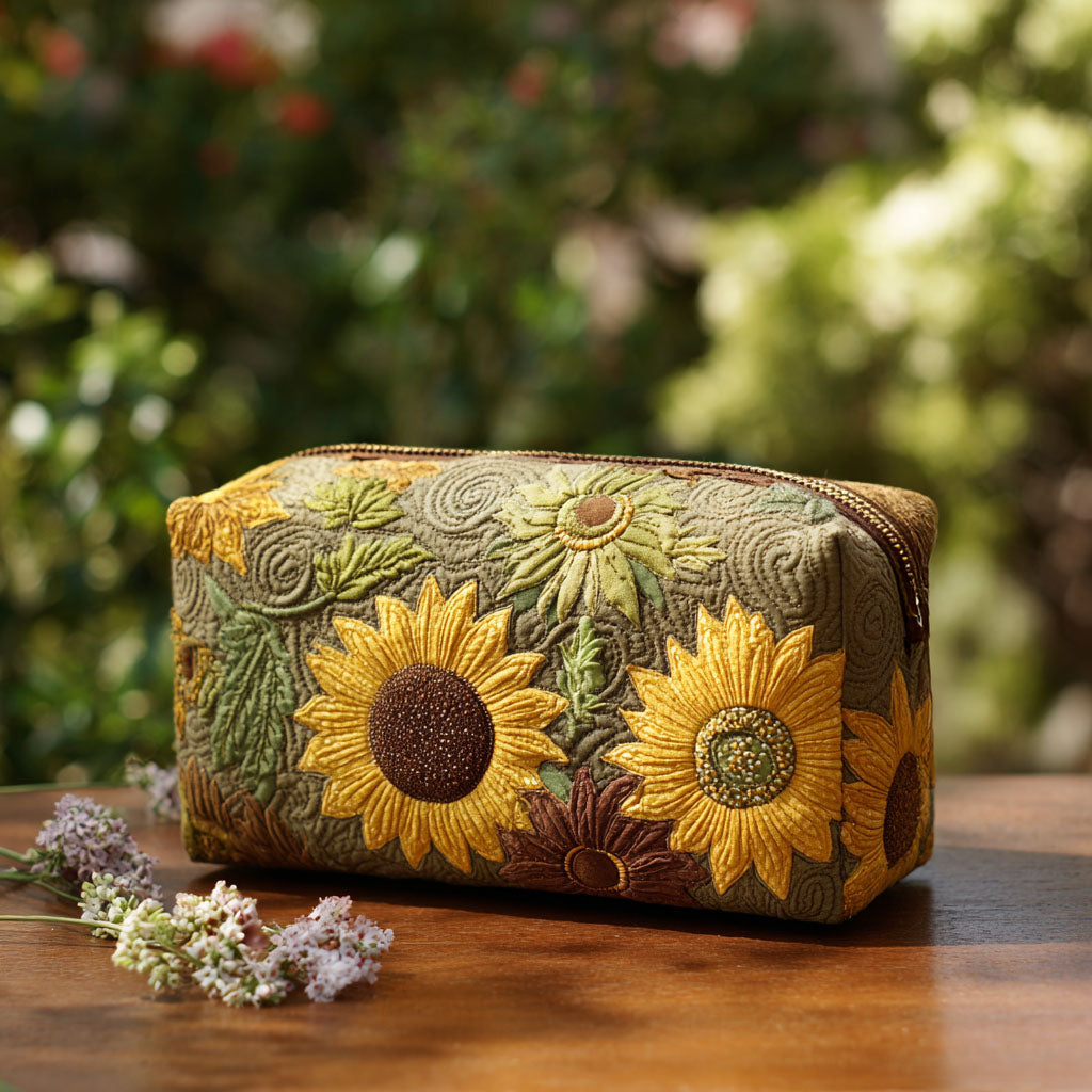 Golden Field quilted makeup bag – Louise London