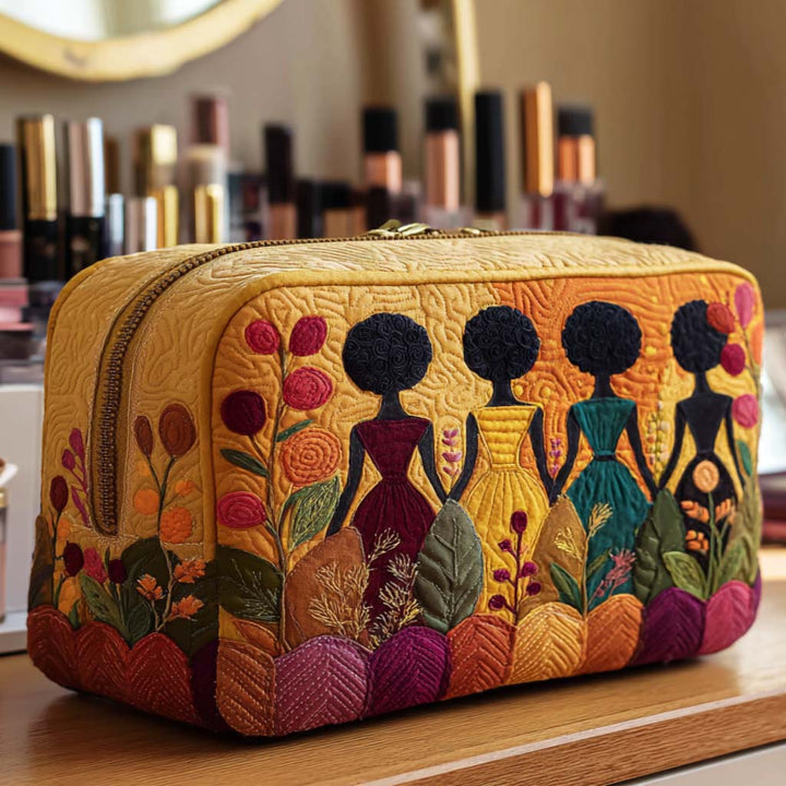 Golden Grace quilted makeup bag – Louise London