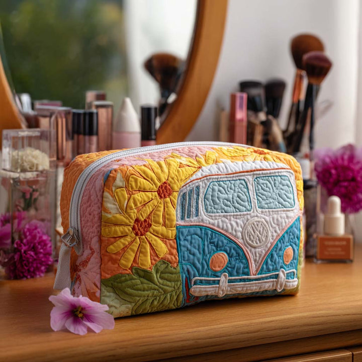 Golden Horizon Camper quilted makeup bag – Louise London