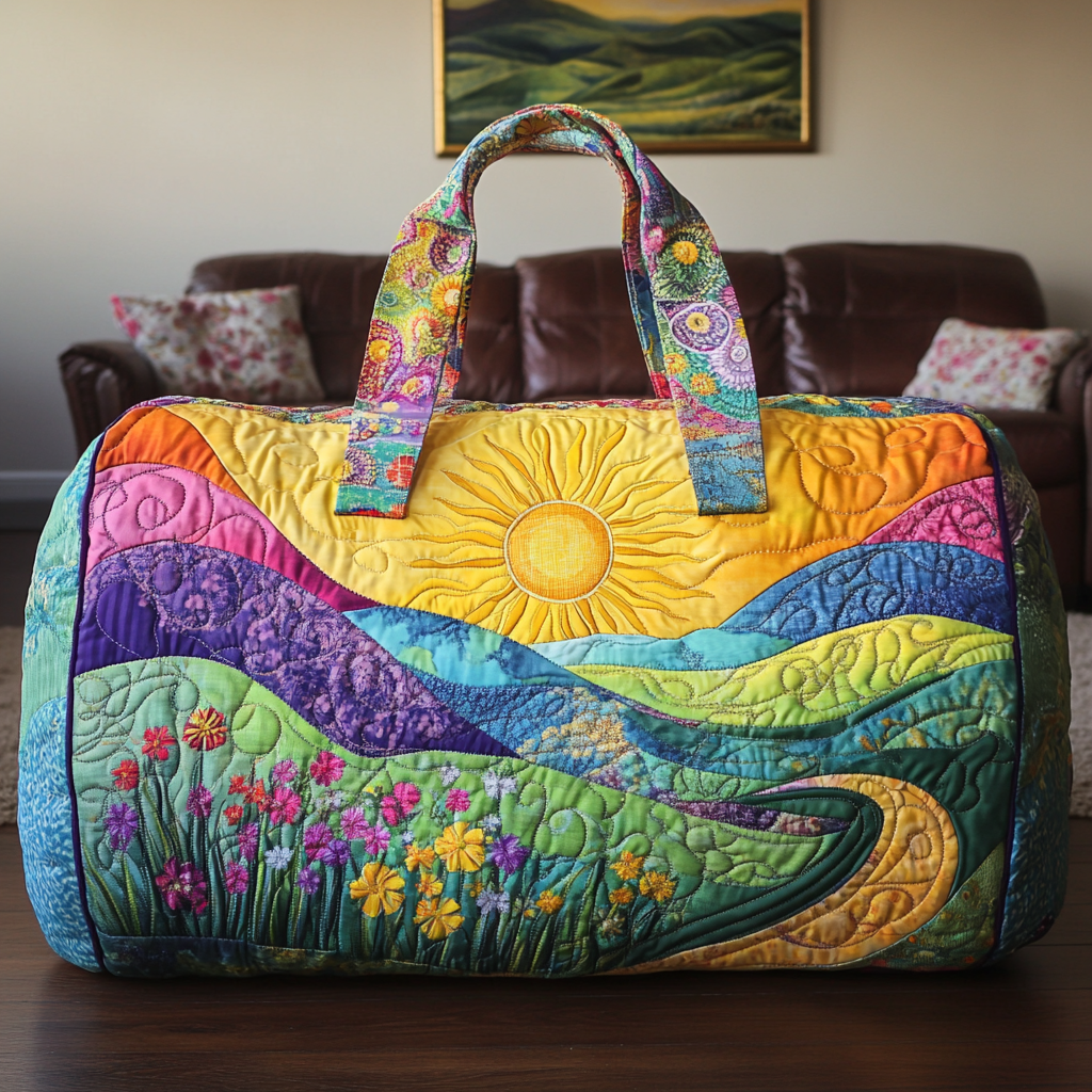 Quilted Shoulder Travel Bag with Golden Horizon by Louise London