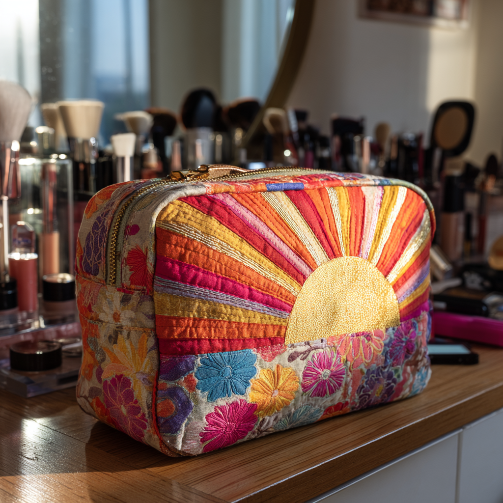 Golden Horizon quilted makeup bag – Louise London