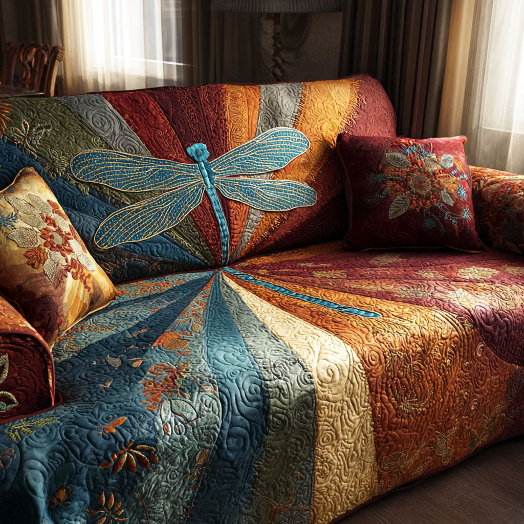 Quilted sofa cover with golden horizon – Louise London