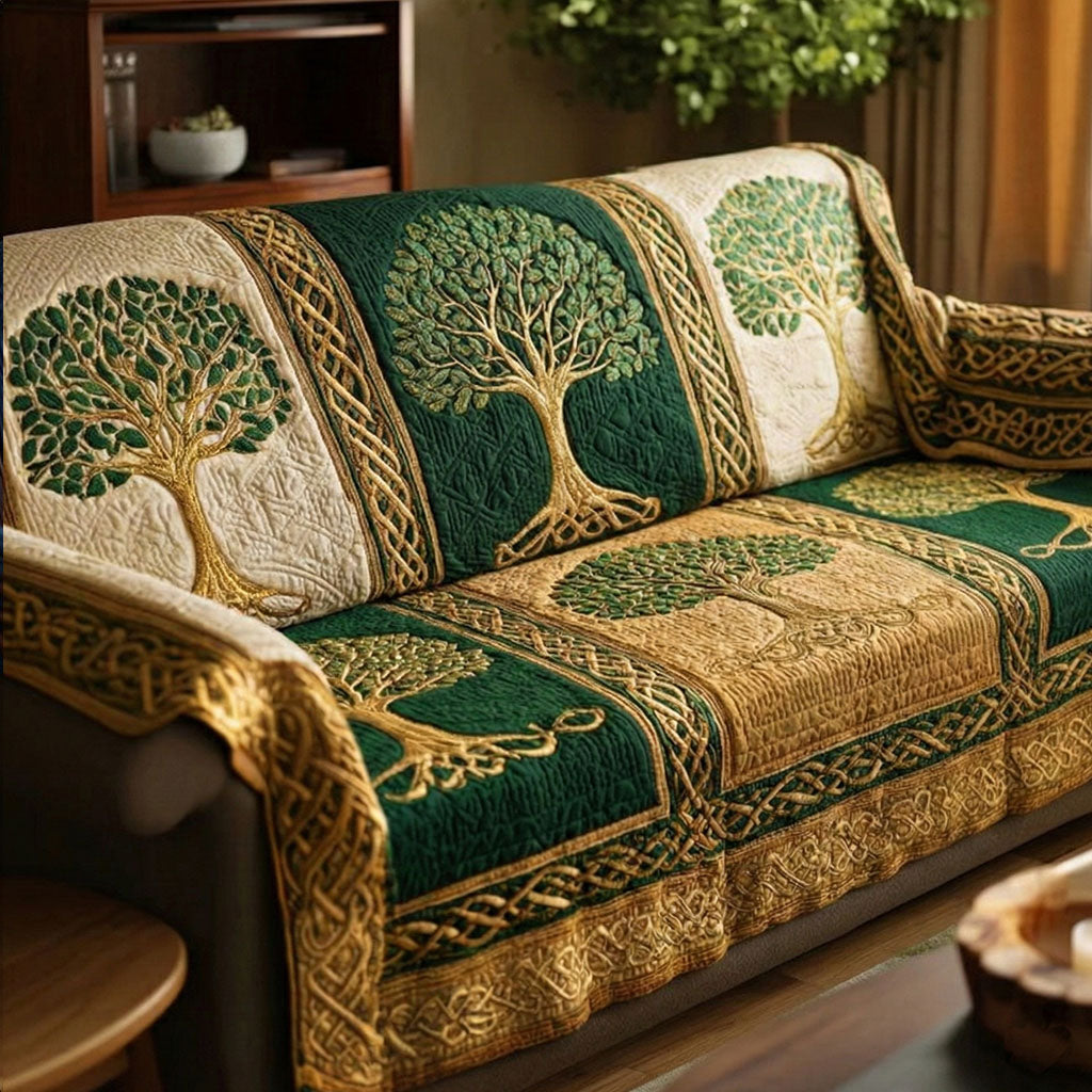 Quilted Sofa Cover with Tree of Life