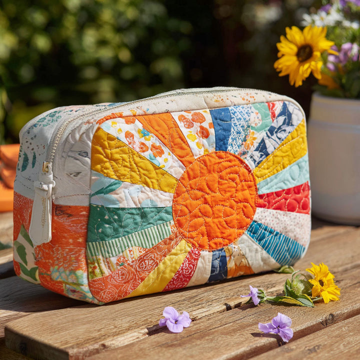 Golden Ray quilted makeup bag – Louise London