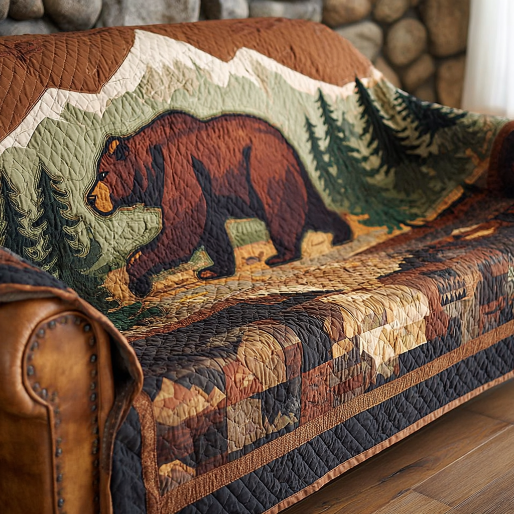 Quilted Sofa Cover with Bear