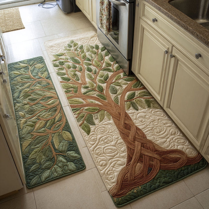 Non-slip kitchen rug with golden tree by Louise London