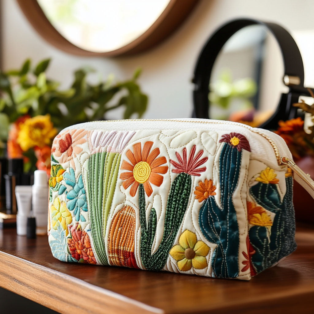 Green Spines quilted makeup bag – Louise London