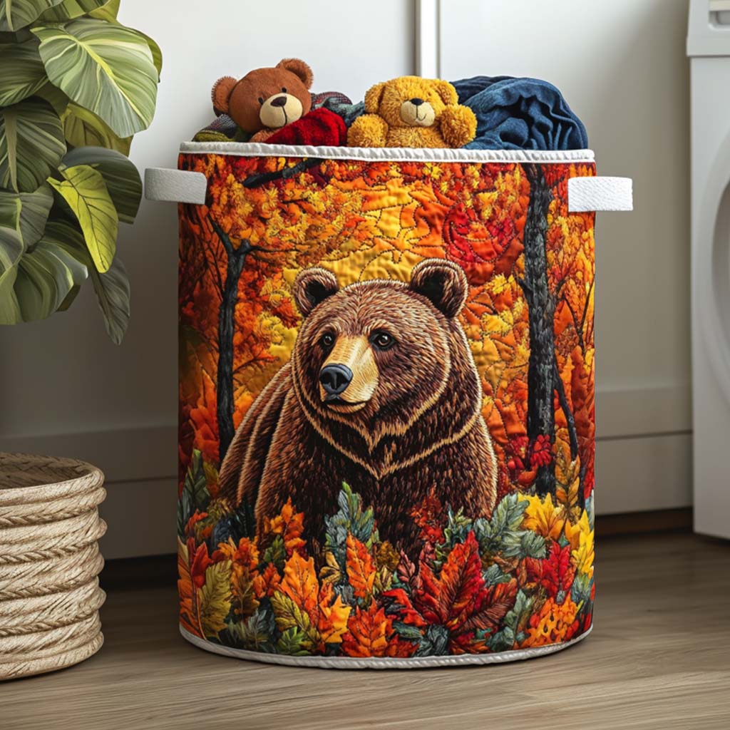 Quilted Laundry Basket with Bear – product image 5