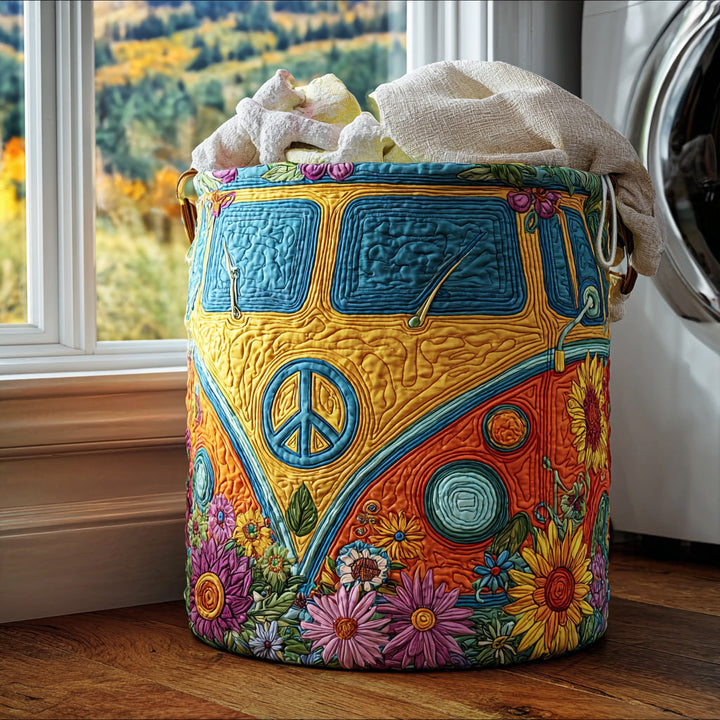 Colourful Quilted Laundry Basket in Hippie Style – product image 4