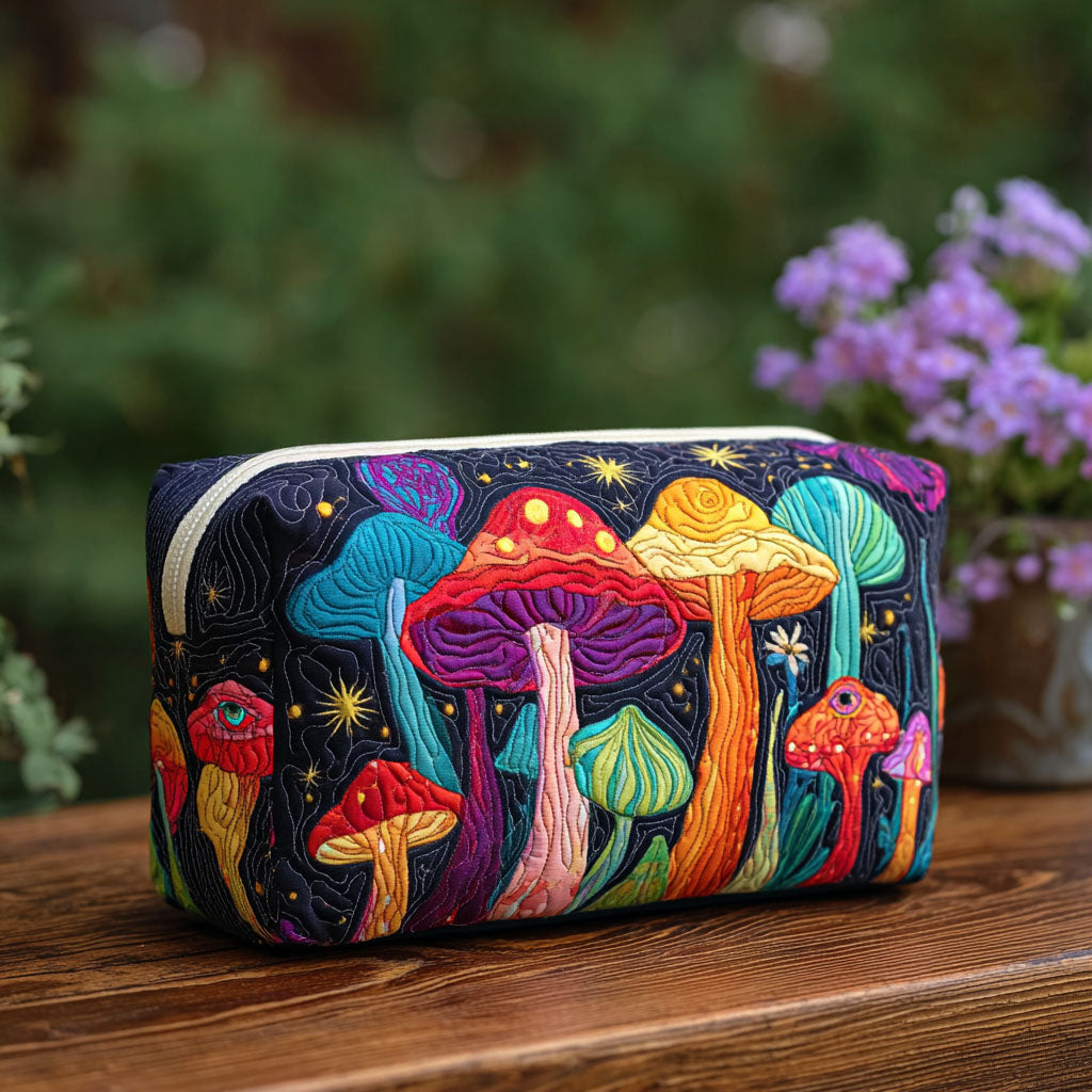 Groovy Shroom quilted makeup bag – Louise London
