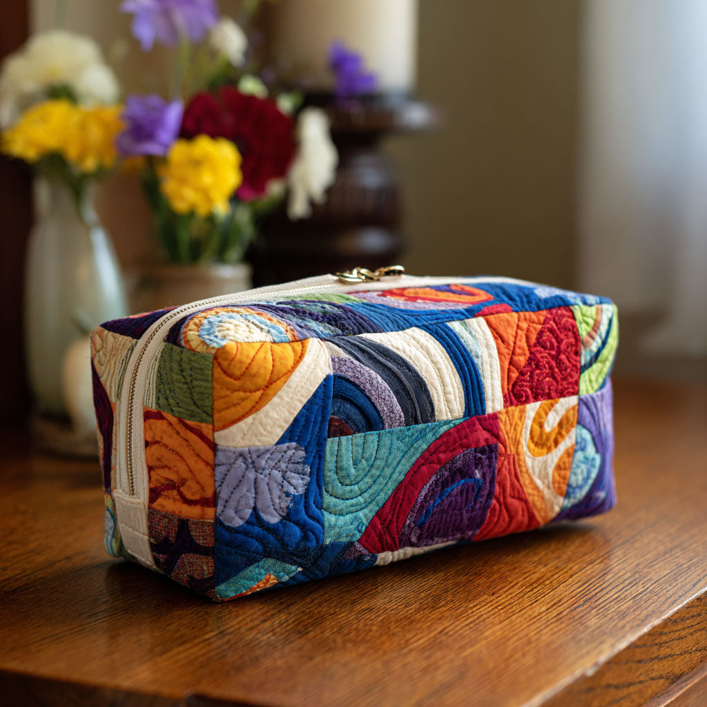 Groovy Waves quilted makeup bag – Louise London