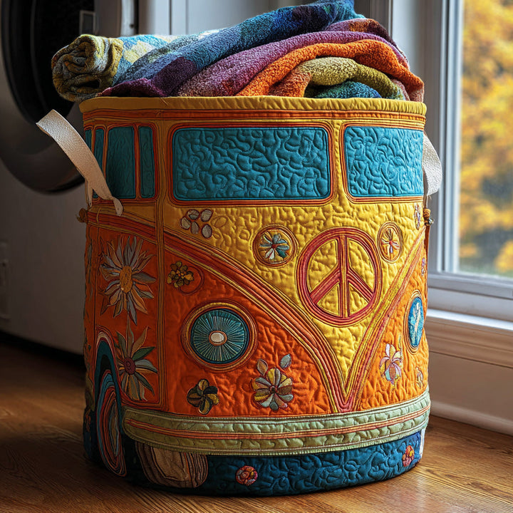 Colourful Quilted Laundry Basket in Hippie Style – product image 7