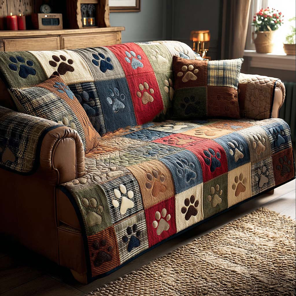 Quilted sofa cover with cheerful prints – Louise London