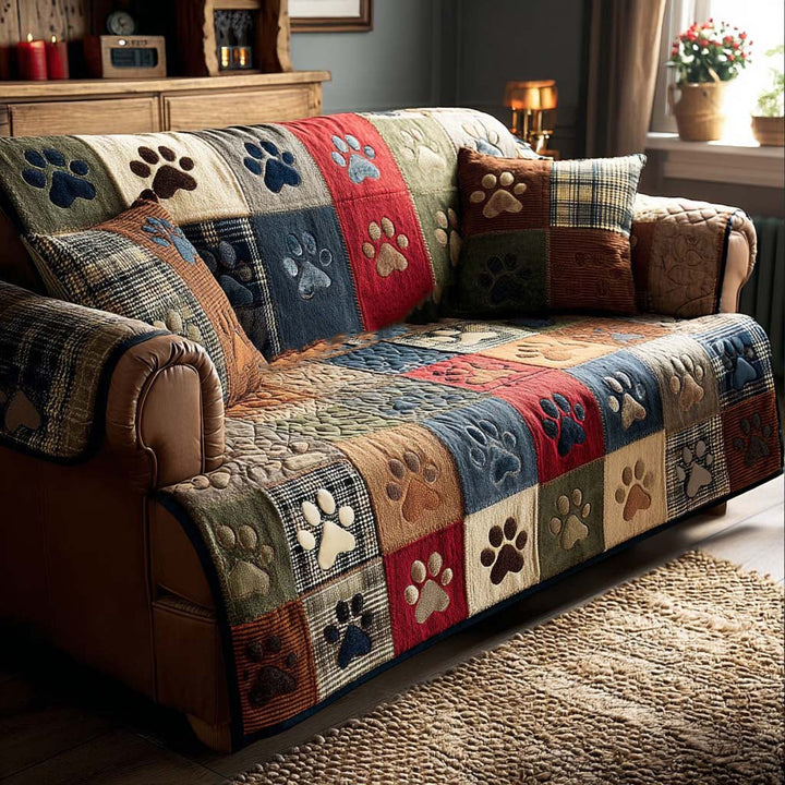 Quilted sofa cover with cheerful prints – Louise London
