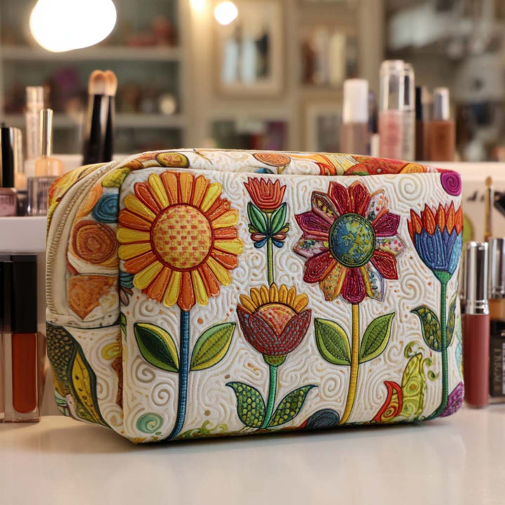 Happy Bloom quilted makeup bag – Louise London