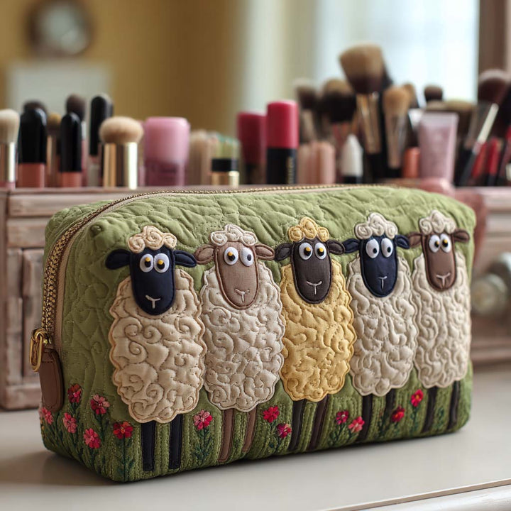 Happy Flock quilted makeup bag – Louise London