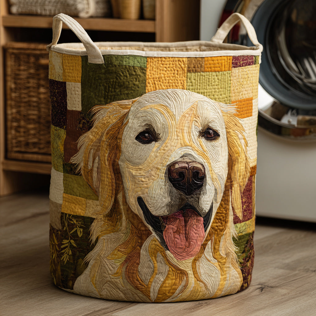 Quilted laundry basket with Golden Retriever by Louise London