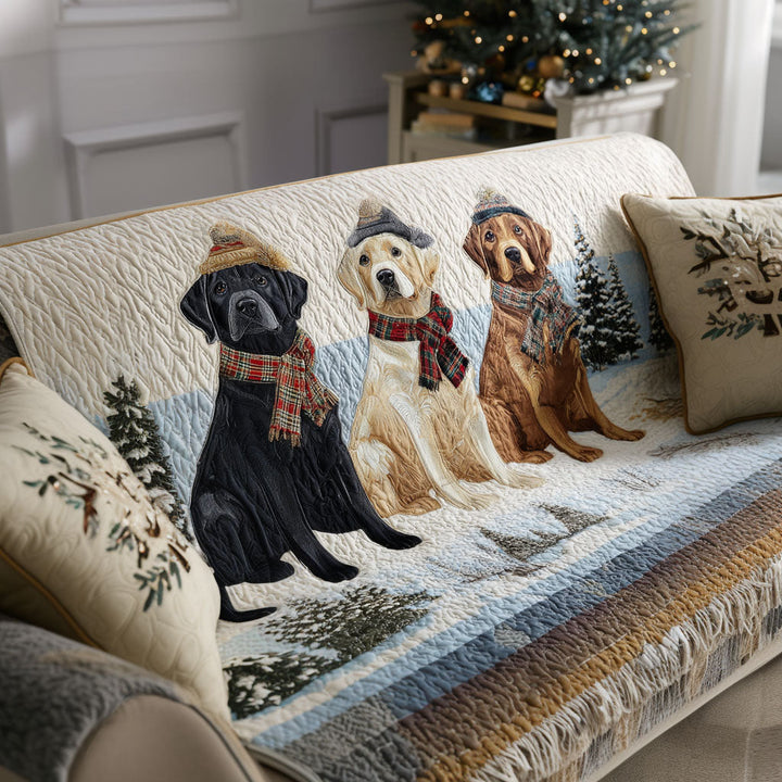 Quilted Sofa Cover with Labrador Retriever