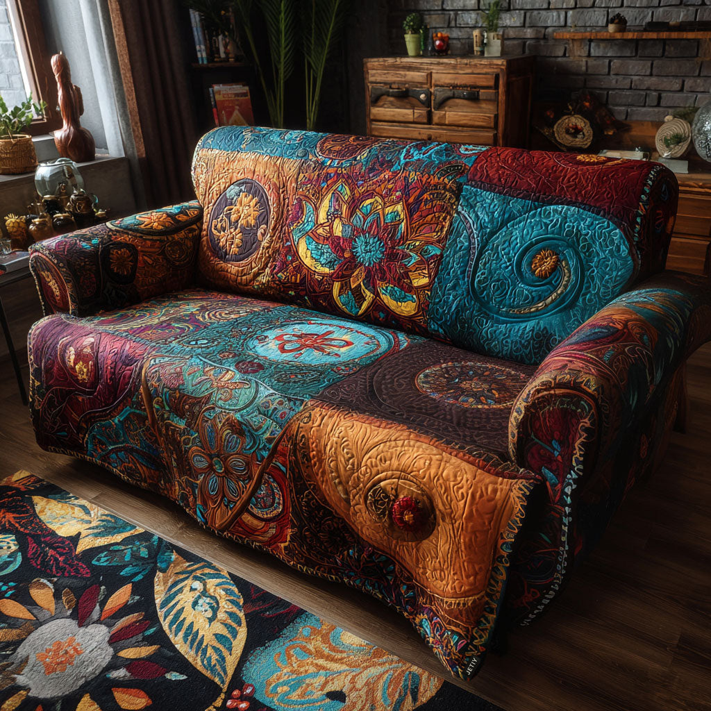 Quilted sofa cover with harmonious blooming – Louise London