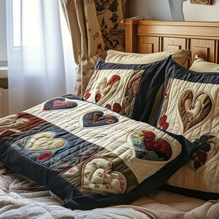 Quilted cushion cover with autumn hearts NCU0DV6036