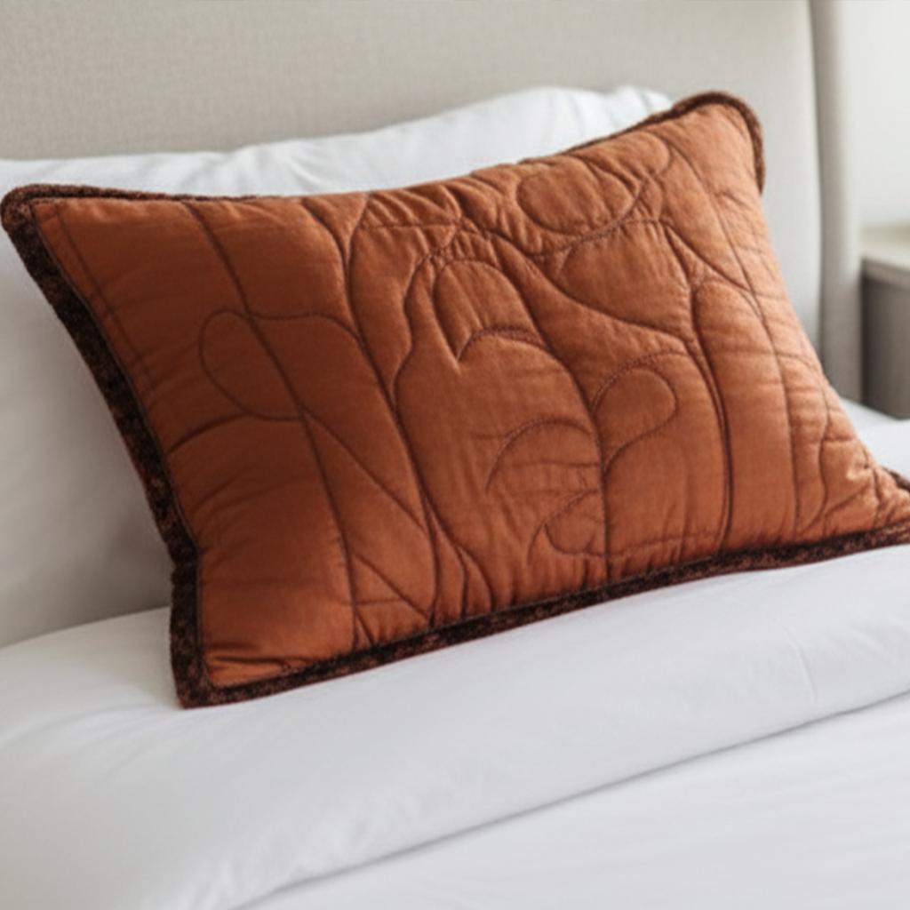 Quilted cushion cover with blessed autumn harvest by Louise London