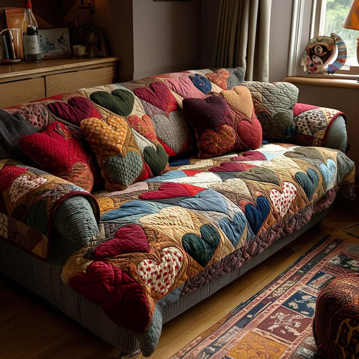 Quilted Sofa Cover with Romantic Heart – Louise London