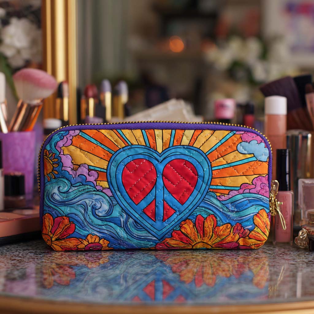 Heart of Peace quilted makeup bag – Louise London